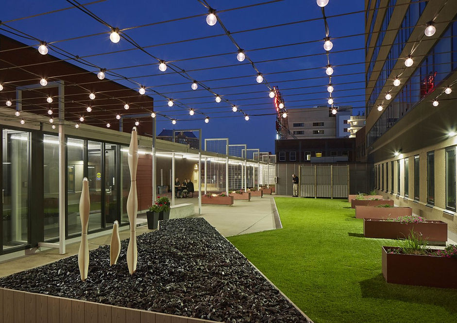 Ligutti Tower independent senior living outdoor patio